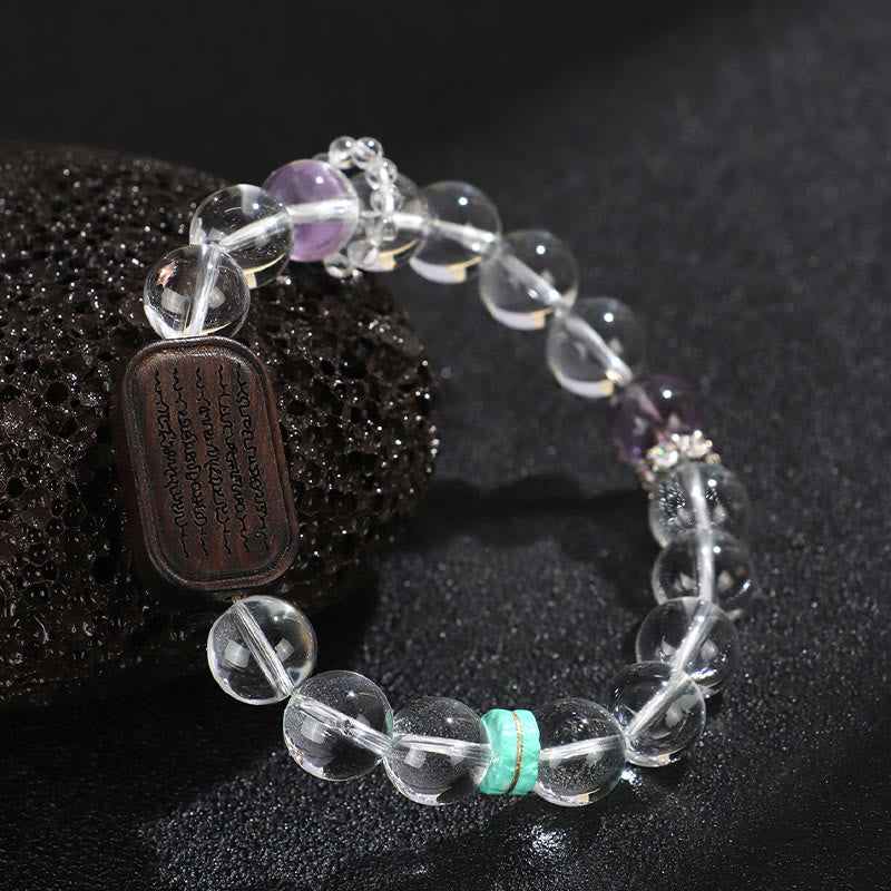 10mm White Crystal Ebony Wood Clear Quartz Healing Bracelet