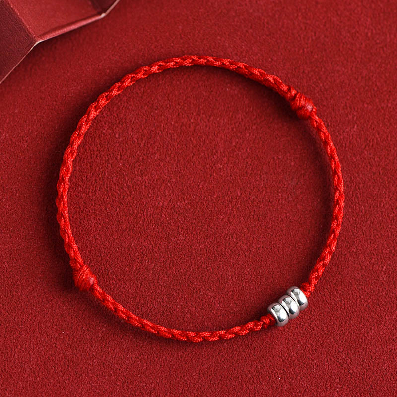 925 Sterling Silver Red String Protection Bracelet Anklet