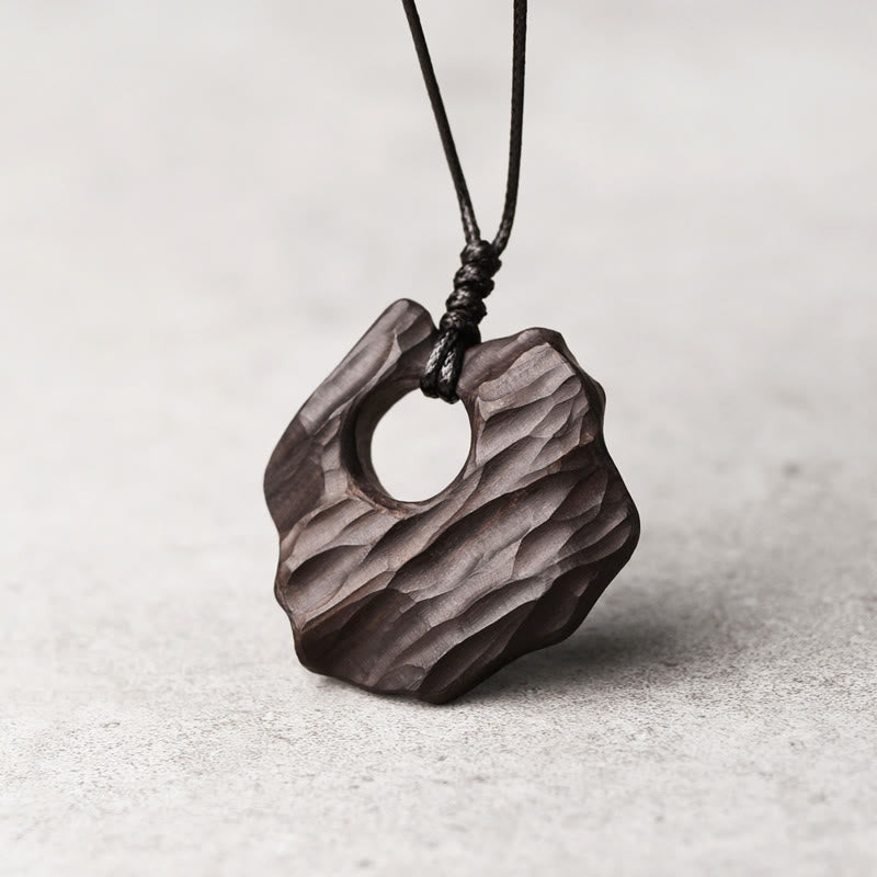Ebony Wood Spiritual Necklace with Hollow Balance Pendant