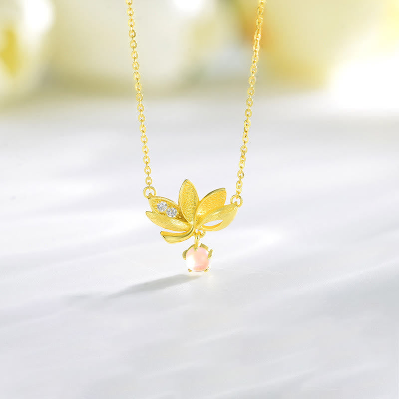 Lotus & Rose Quartz Necklace for Protection