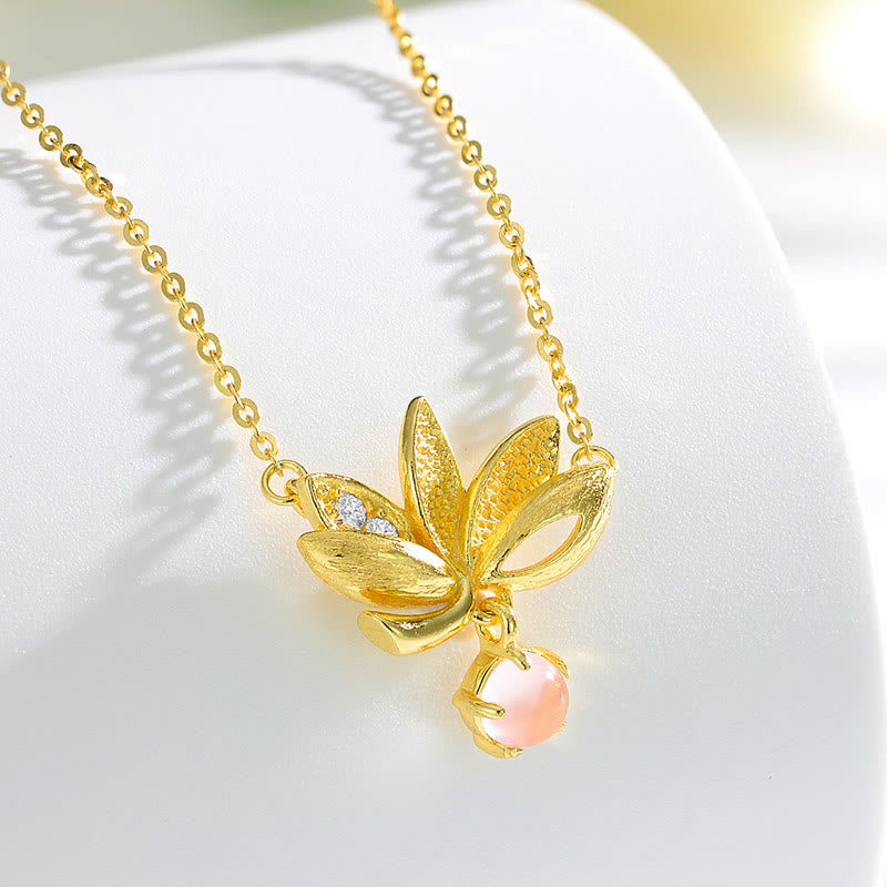 Lotus & Rose Quartz Necklace for Protection