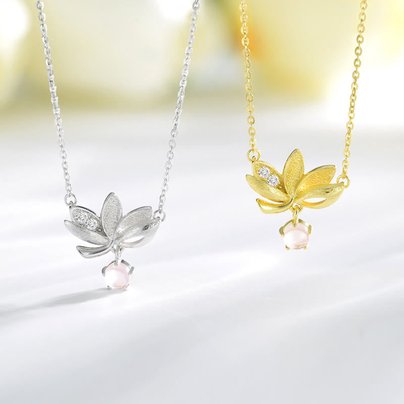 Lotus & Rose Quartz Necklace for Protection
