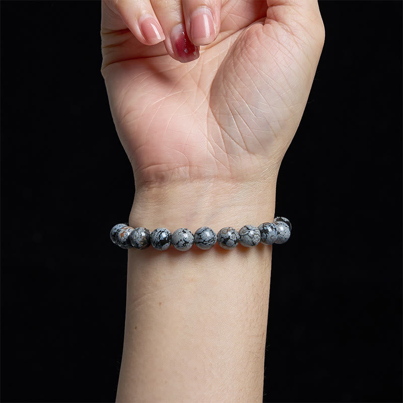 8mm Snowflake Obsidian Balance Bracelet