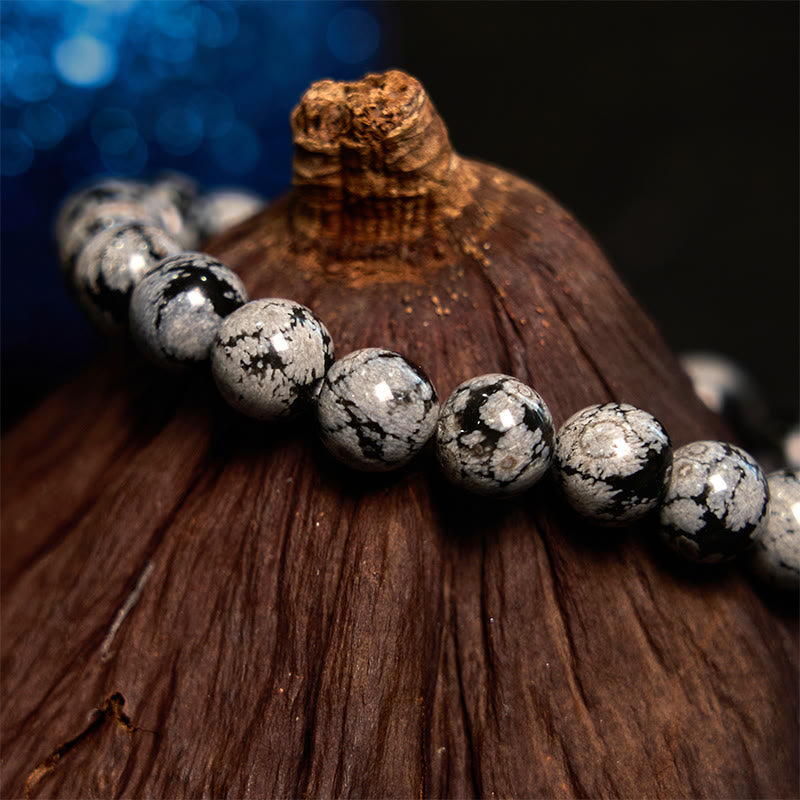 8mm Snowflake Obsidian Balance Bracelet