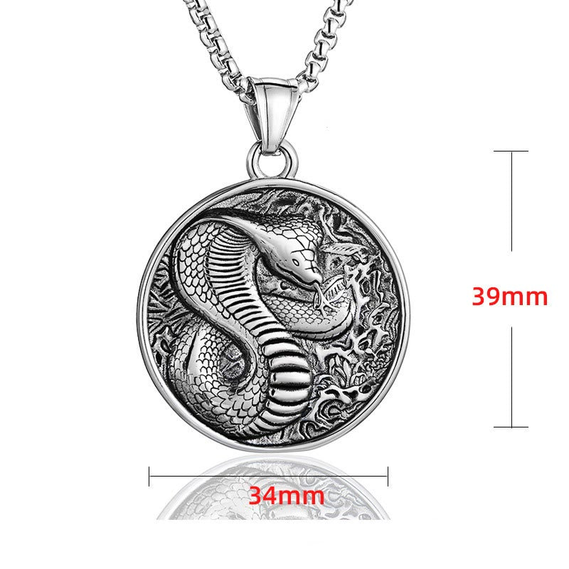 Titanium Steel Year of the Snake Balance Necklace Pendant