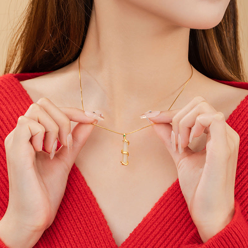 Hetian Jade Bambus Schlangenkette | 925 Sterling Silber