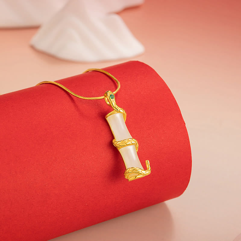 Hetian Jade Bambus Schlangenkette | 925 Sterling Silber