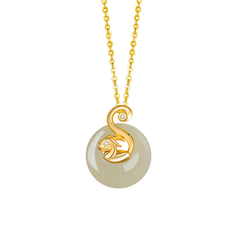 Chinese Zodiac Hetian Jade Abundance Necklace Pendant