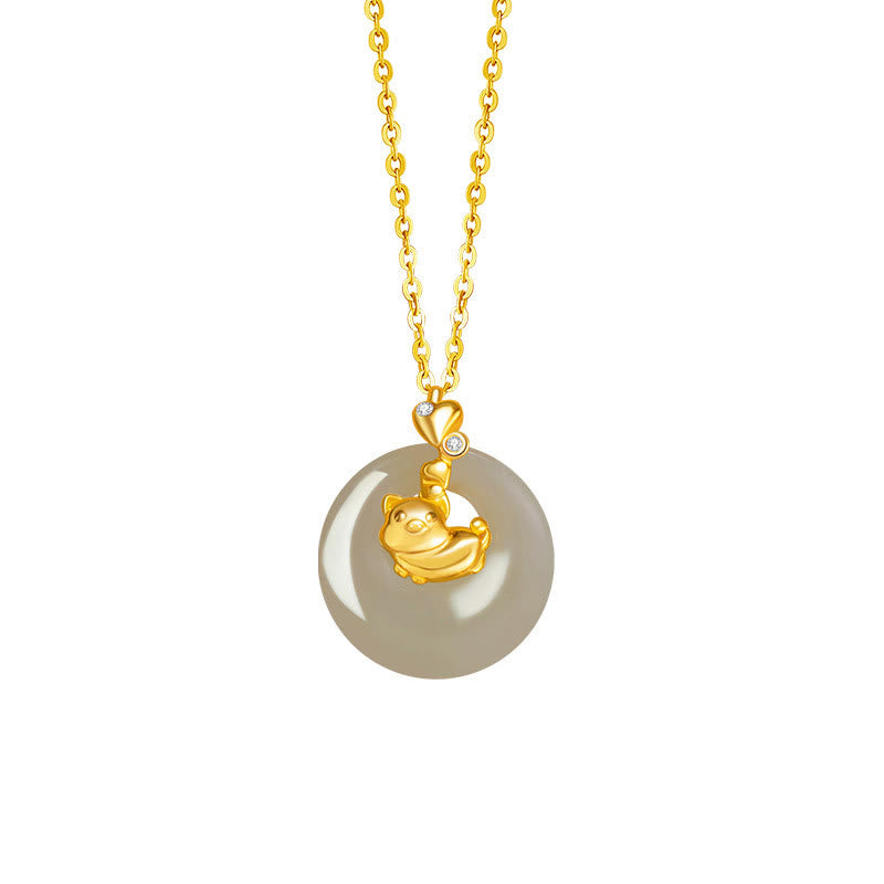Chinese Zodiac Hetian Jade Abundance Necklace Pendant