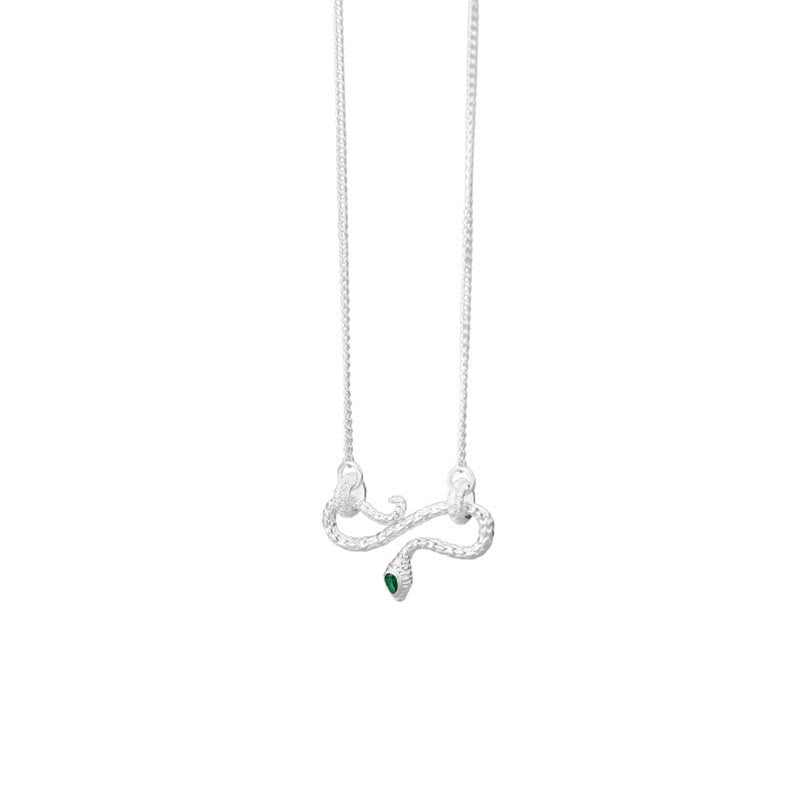 999 Sterling Silver Coiling Snake Infinity Necklace for Protection