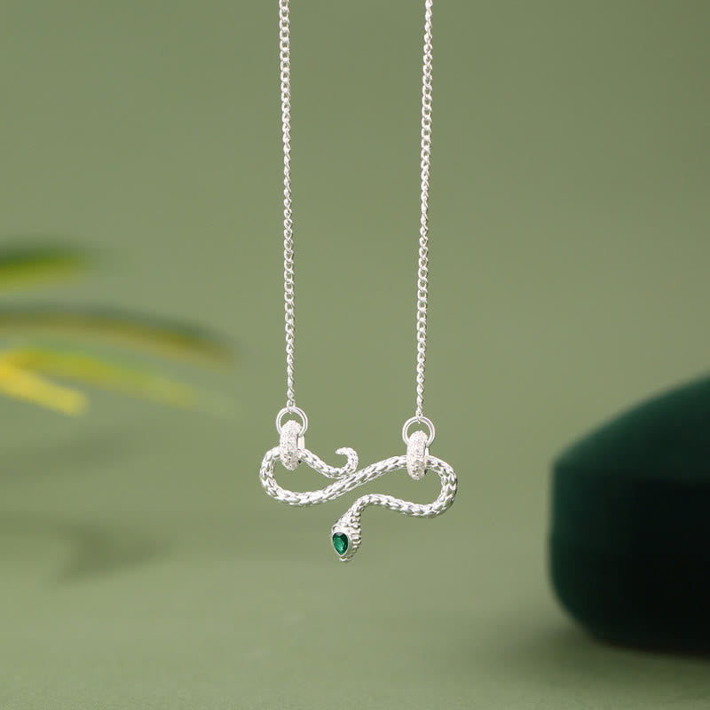 999 Sterling Silver Coiling Snake Infinity Necklace for Protection