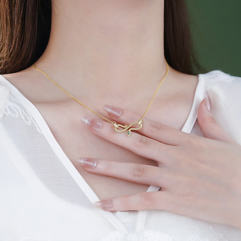 999 Sterling Silver Coiling Snake Infinity Necklace for Protection