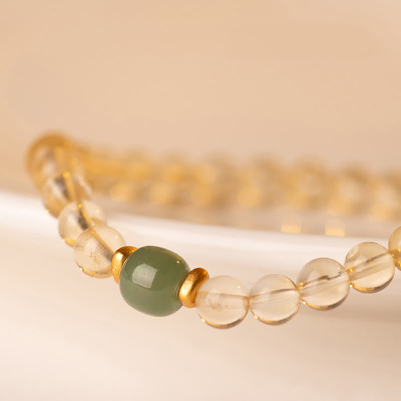 4mm Citrine Jade Prosperity Bracelet for Abundance & Harmony