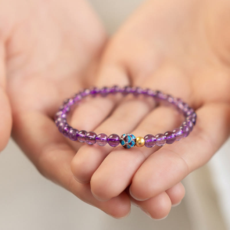 8mm Amethyst Lotus Spiritual Awareness Bracelet