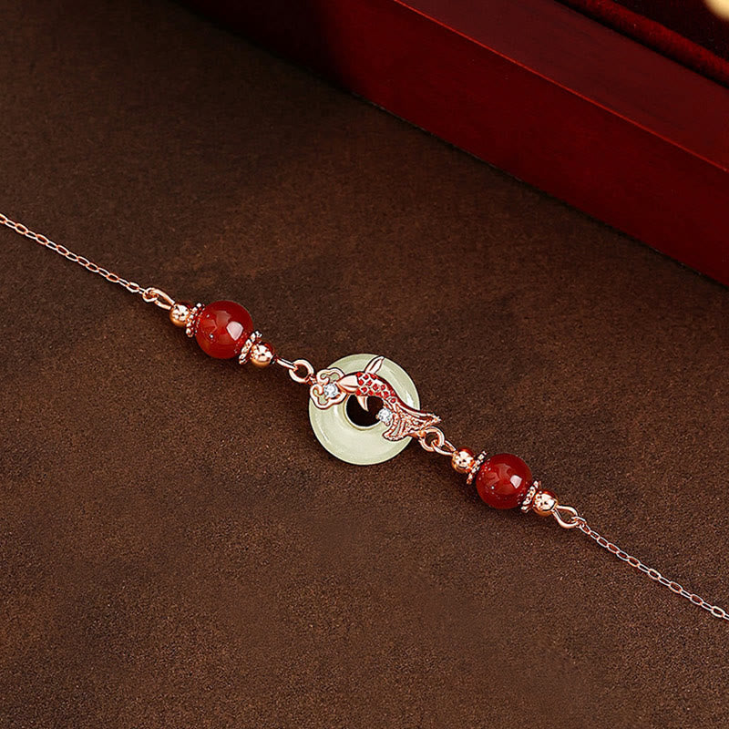 Natural Hetian Jade Peace Buckle Bracelet 14-17cm Wrist Size