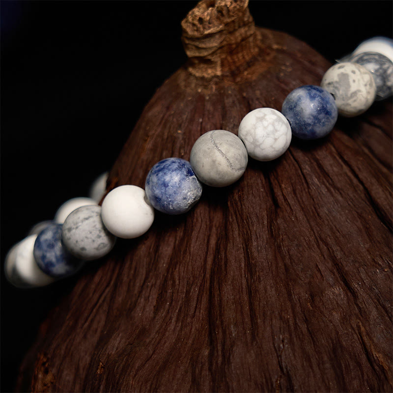 8mm White Turquoise Picasso Jasper Relaxation Bracelet