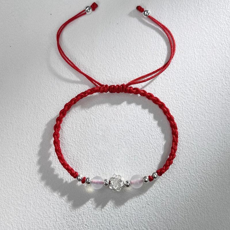 Sterling Silver Lotus Cat’s Eye Protection Bracelet