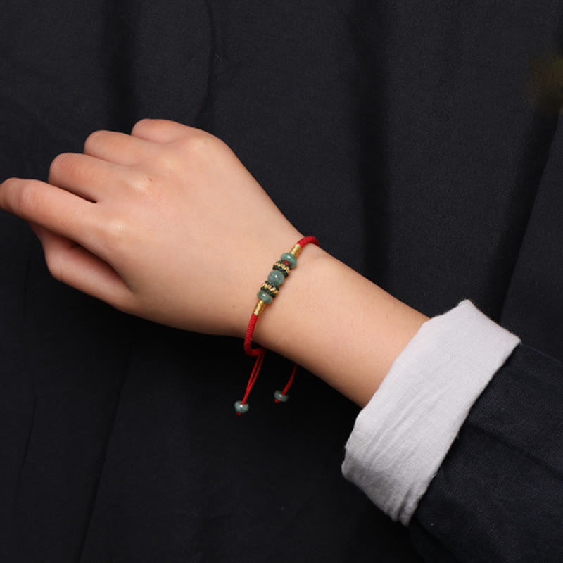 7.5mm Jade Abacus Bead Prosperity Bracelet Red String