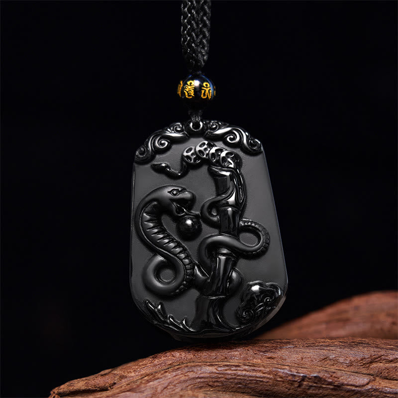 Obsidian Chinese Zodiac Necklace with Purification Fulfilment