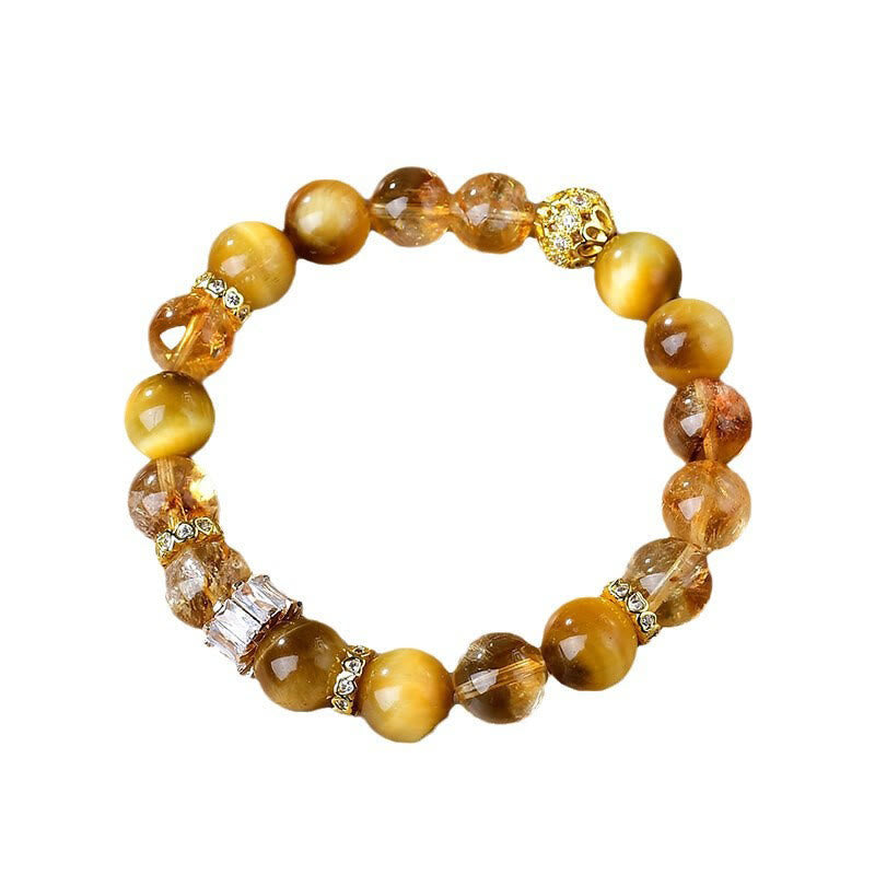 10 mm Tigerauge-Citrin-Armband für Frauen, Stärke und Mut