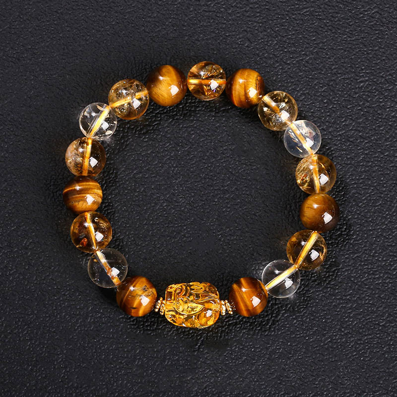 10 mm gelbes Tigerauge-Citrin-Stärkearmband für Damen