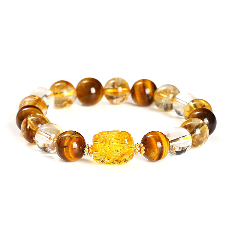 10 mm gelbes Tigerauge-Citrin-Stärkearmband für Damen