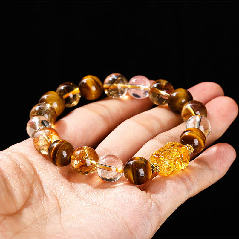 10 mm gelbes Tigerauge-Citrin-Stärkearmband für Damen