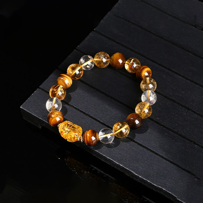 10 mm gelbes Tigerauge-Citrin-Stärkearmband für Damen