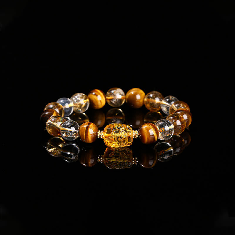 10 mm gelbes Tigerauge-Citrin-Stärkearmband für Damen