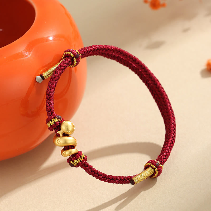 999 Sterling Silver Chinese Zodiac Snake Red String Bracelet