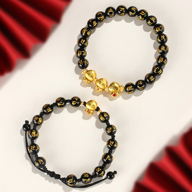 8mm Red Agate Snake Mantra Bracelet for Spiritual Growth