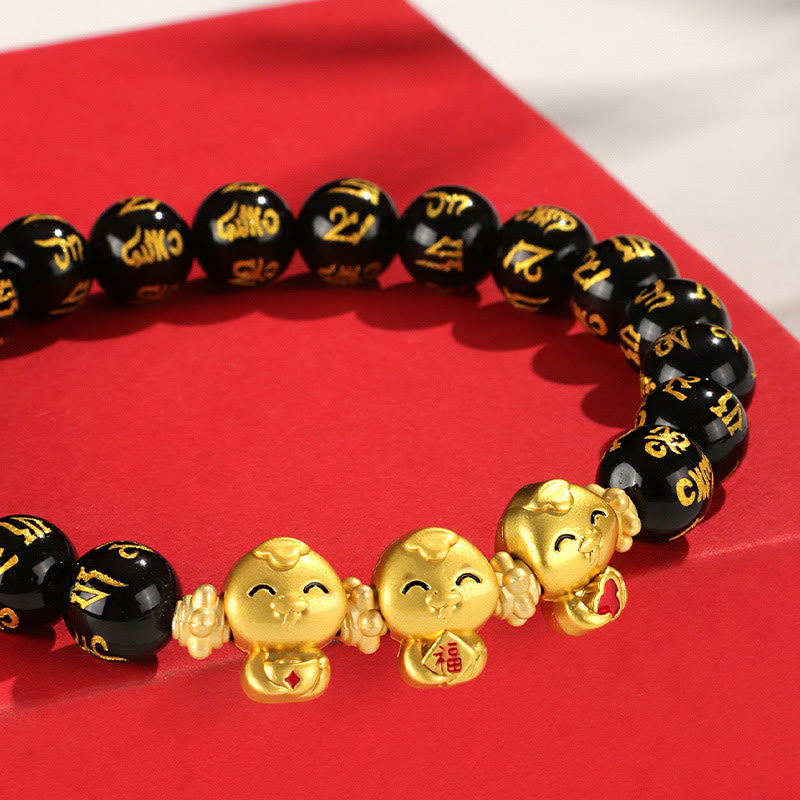 8mm Red Agate Snake Mantra Bracelet for Spiritual Growth