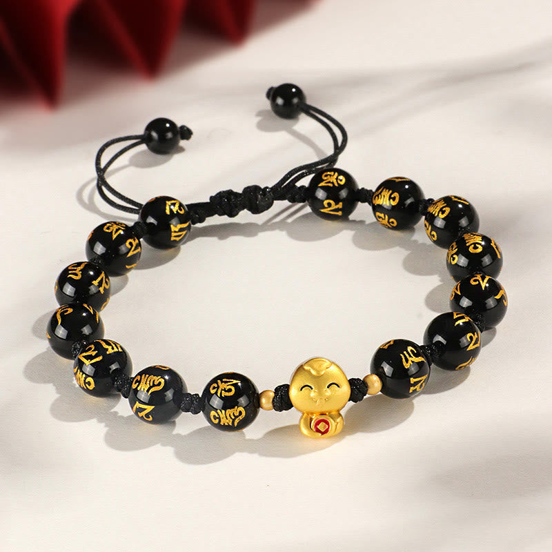 8mm Red Agate Snake Mantra Bracelet for Spiritual Growth