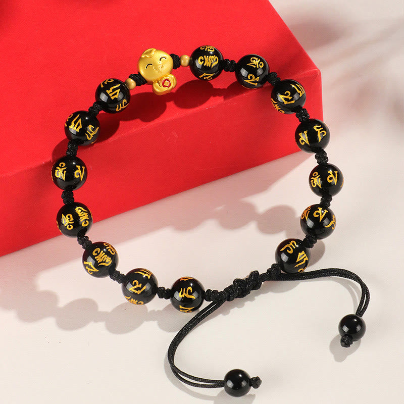 8mm Red Agate Snake Mantra Bracelet for Spiritual Growth