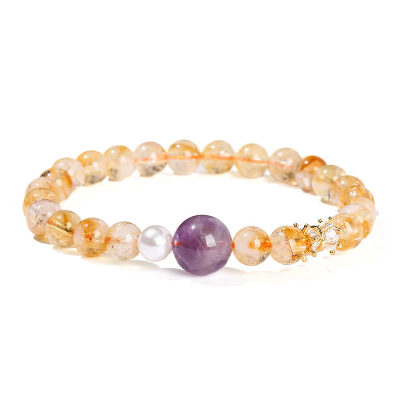 6mm Citrine Amethyst Prosperity Bracelet for Women