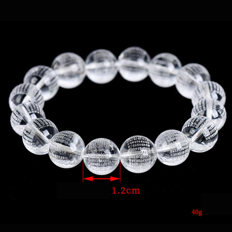 12mm White Crystal Heart Sutra Protection Bracelet