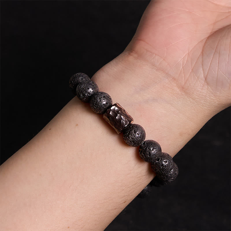 10mm Lava Rock Tiger Eye Healing Bracelet for Stress Relief