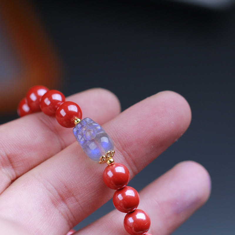 8mm Cinnabar Moonstone PiXiu Blessing Bracelet