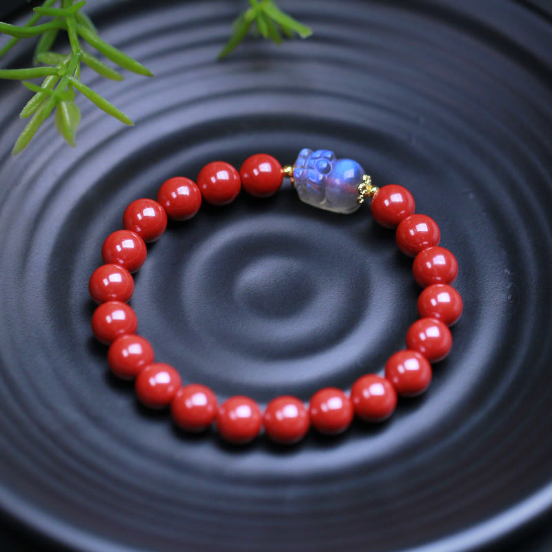8mm Cinnabar Moonstone PiXiu Blessing Bracelet