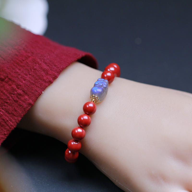 8mm Cinnabar Moonstone PiXiu Blessing Bracelet