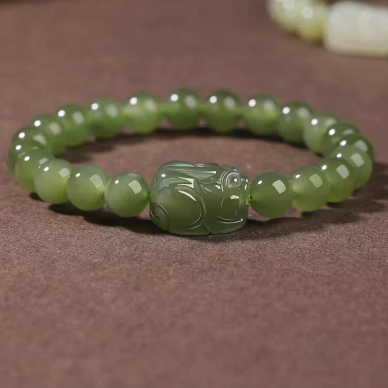 8mm Hetian Jade PiXiu Luck Bracelet for Prosperity & Protection