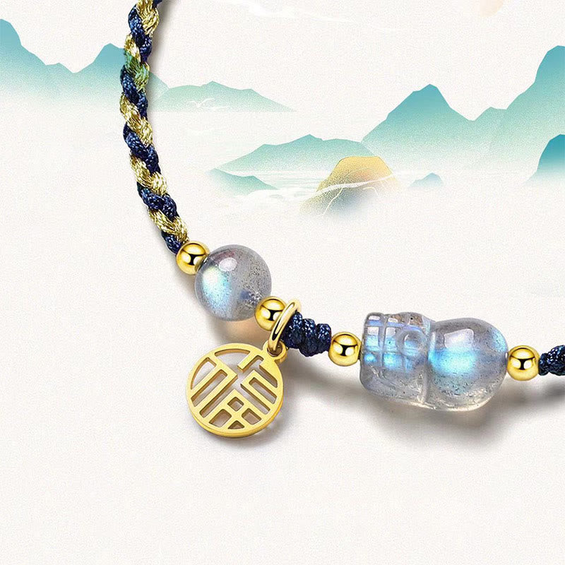 Moonstone Pixiu Couple String Bracelet for Wealth & Protection