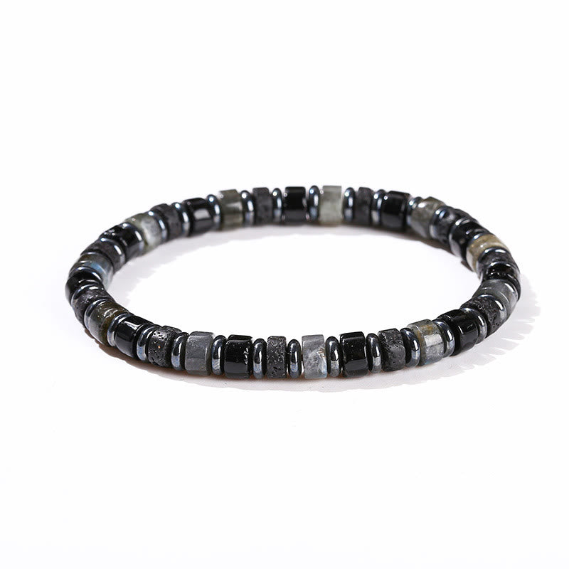 6 mm spirituelles Armband aus Hämatit-Türkis-Lavastein