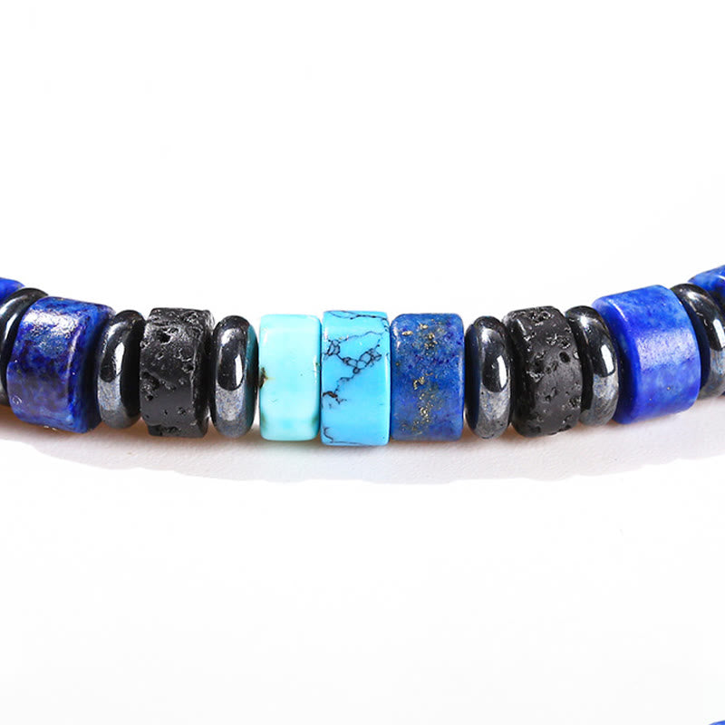 6 mm spirituelles Armband aus Hämatit-Türkis-Lavastein