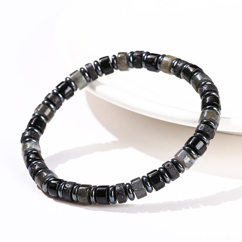 6 mm spirituelles Armband aus Hämatit-Türkis-Lavastein