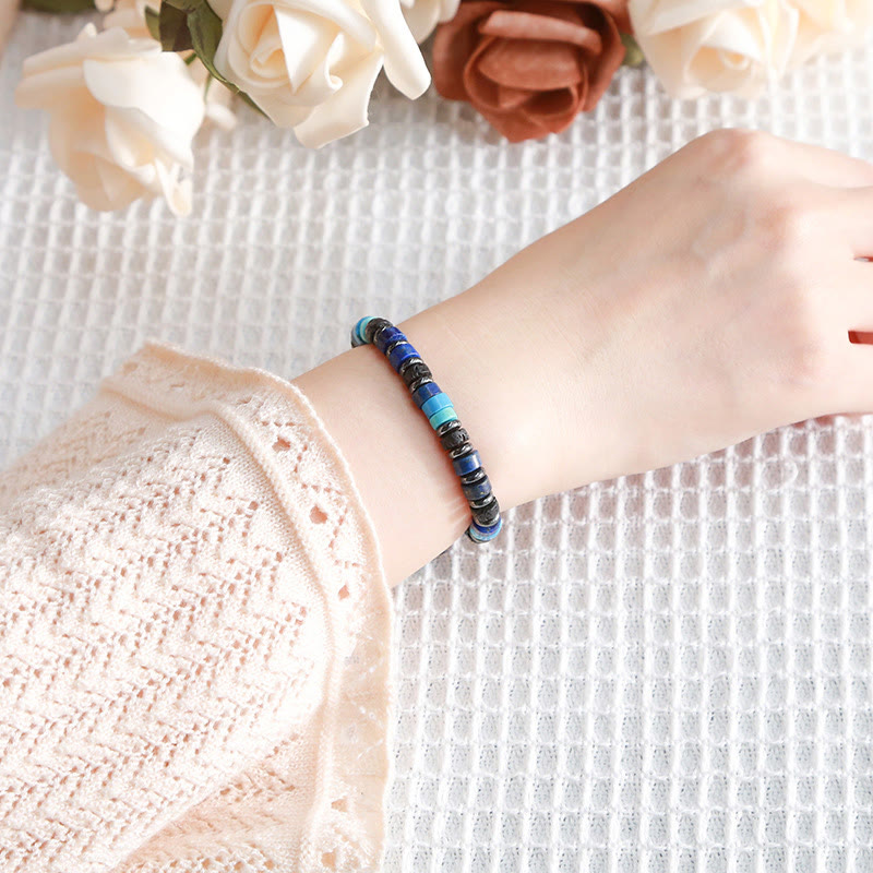 6 mm spirituelles Armband aus Hämatit-Türkis-Lavastein