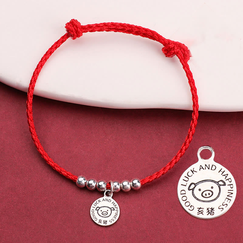 Chinese Zodiac Kid Protection Bracelet | Sterling Silver & Red String