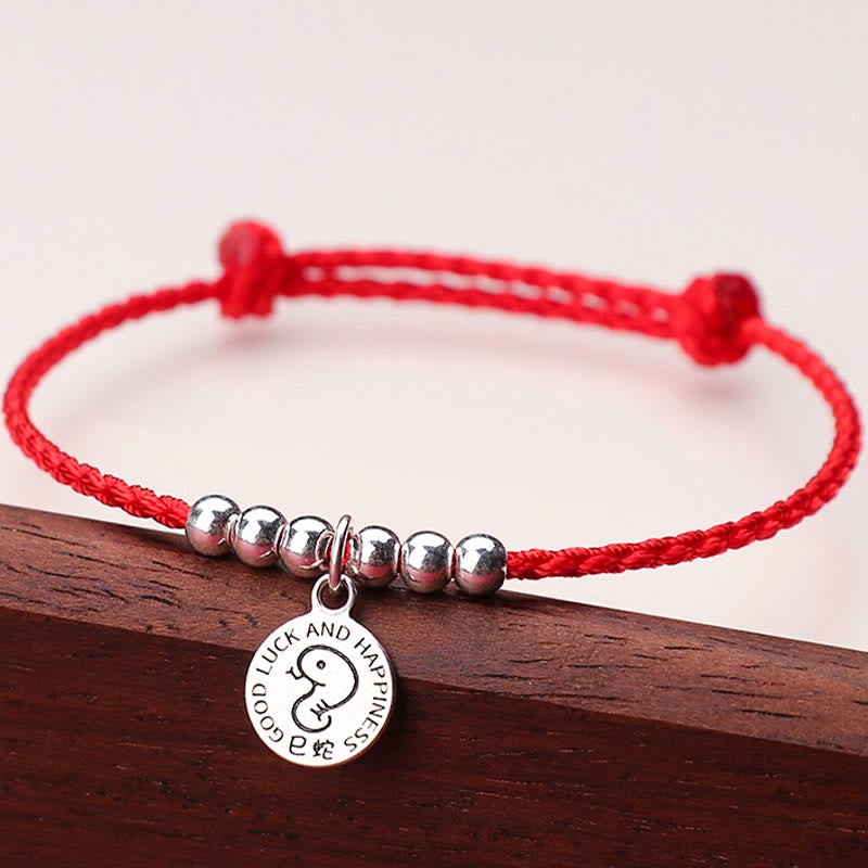 Chinese Zodiac Kid Protection Bracelet | Sterling Silver & Red String