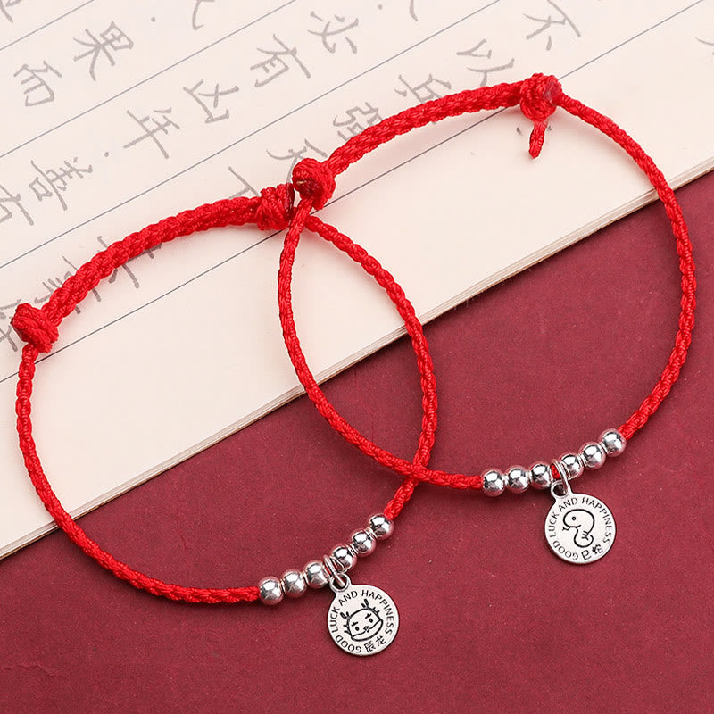 Chinese Zodiac Kid Protection Bracelet | Sterling Silver & Red String