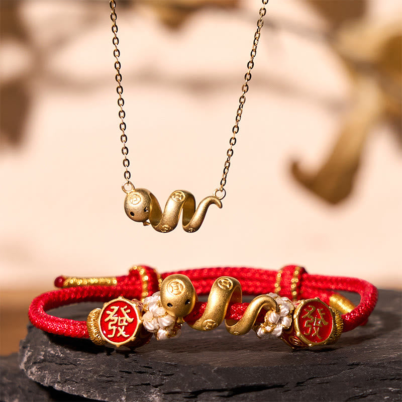 925 Sterling Silver Snake Bundle With Red String Protection 2025